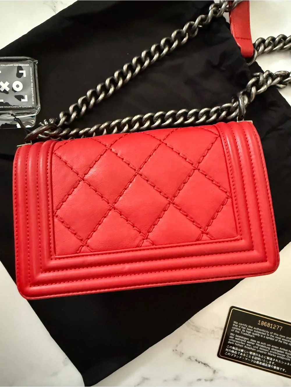 Chanel Boy Bag Red Quilted Leather |Complete Set |Box, Dust Bag & COA | Pristine